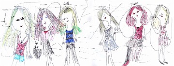 Julias tegning af pigerne på ridelejren